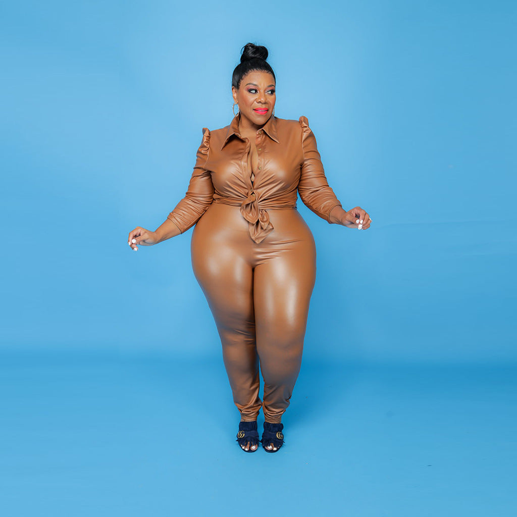 Two-Piece Faux Leather Set