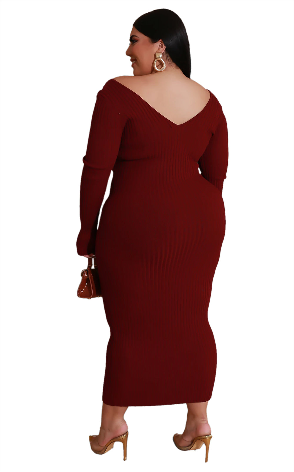 V-Neck Bodycon Maxi Dress