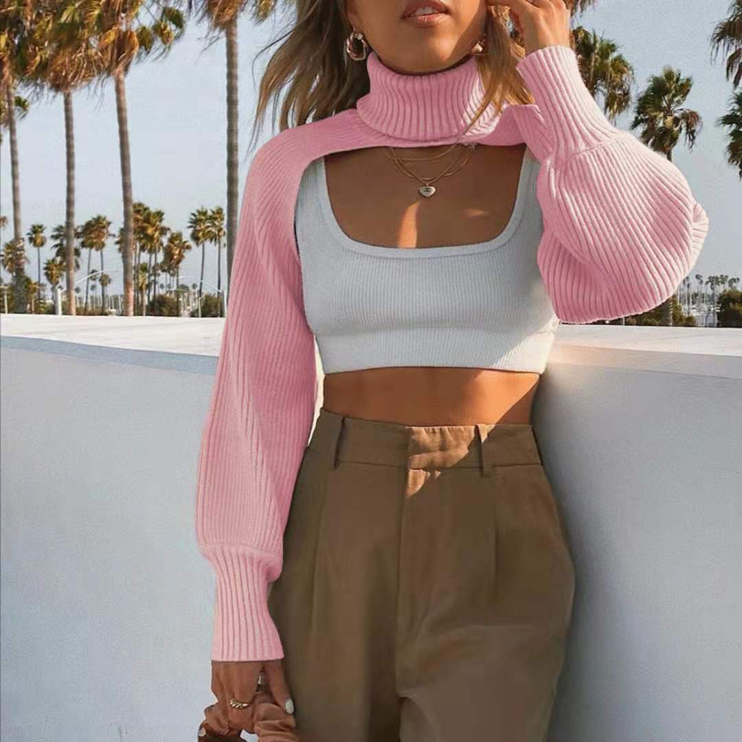 High Neck Crop Sweater