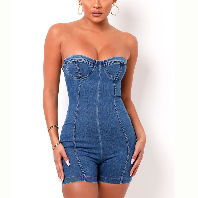 Casual Denim Romper