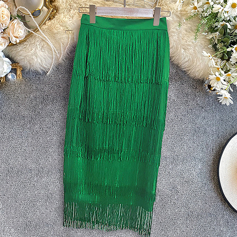 High Waist Tassel Skirt