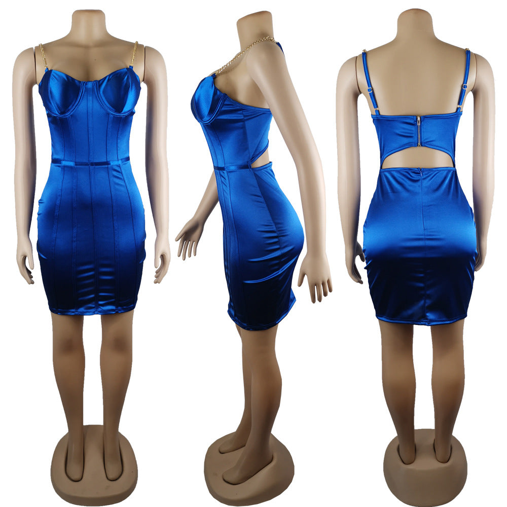 Chain Strap Satin Dress