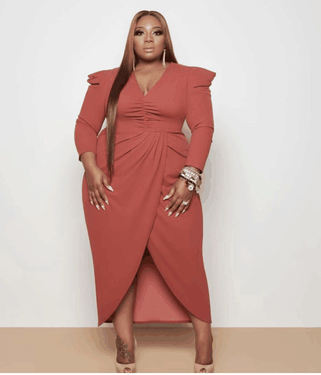 V-Neck Long Sleeve Dress