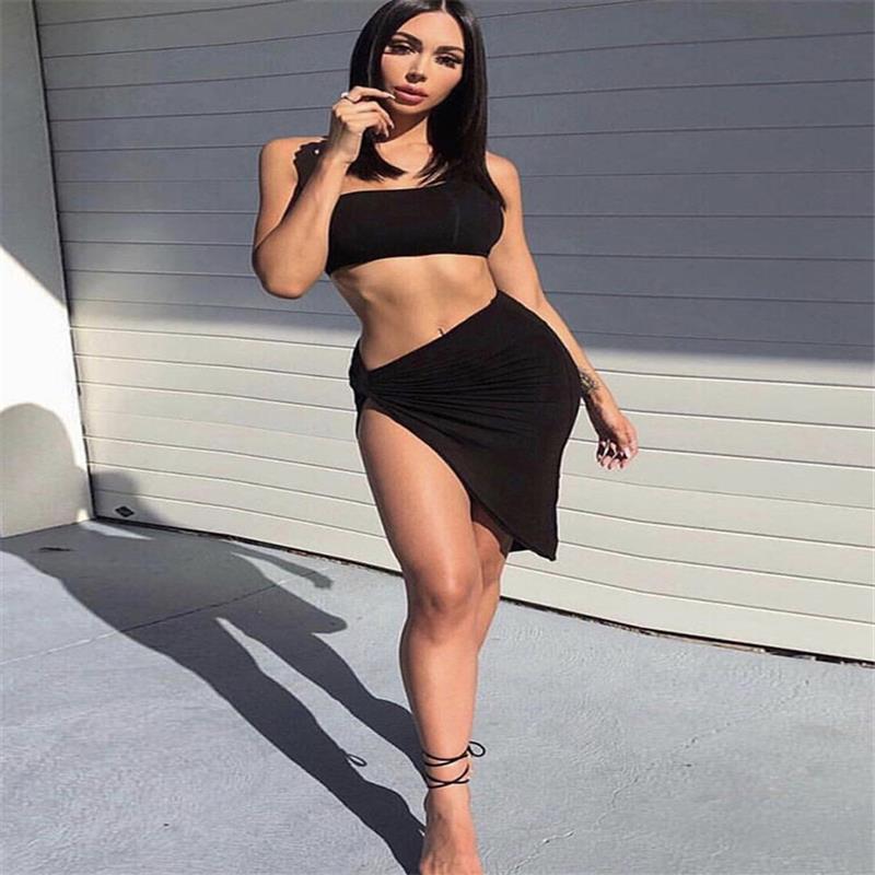 One Shoulder Skirt Set