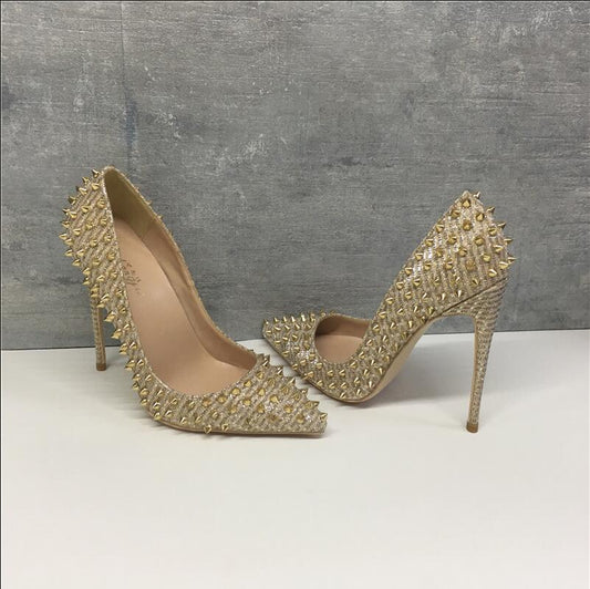 Golden Spiked Heels