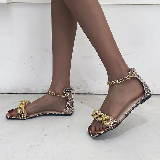Ankle Chain Flat Sandals