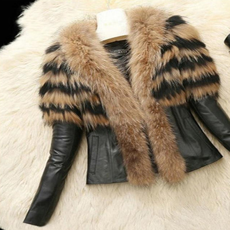 Leather Jacket With Faux Fur Collar