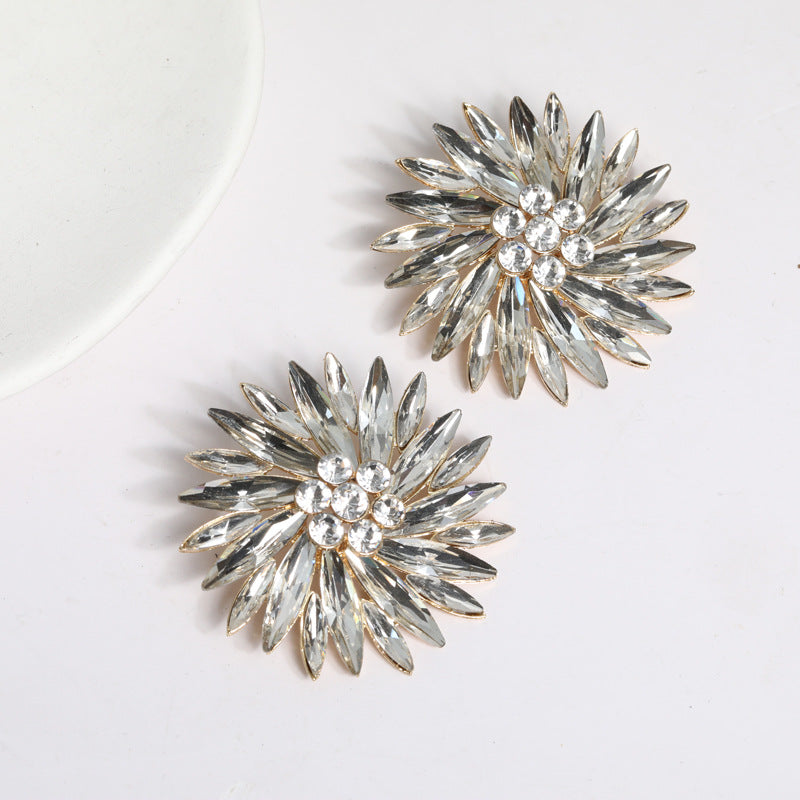 Rhinestone Flowers Earrings