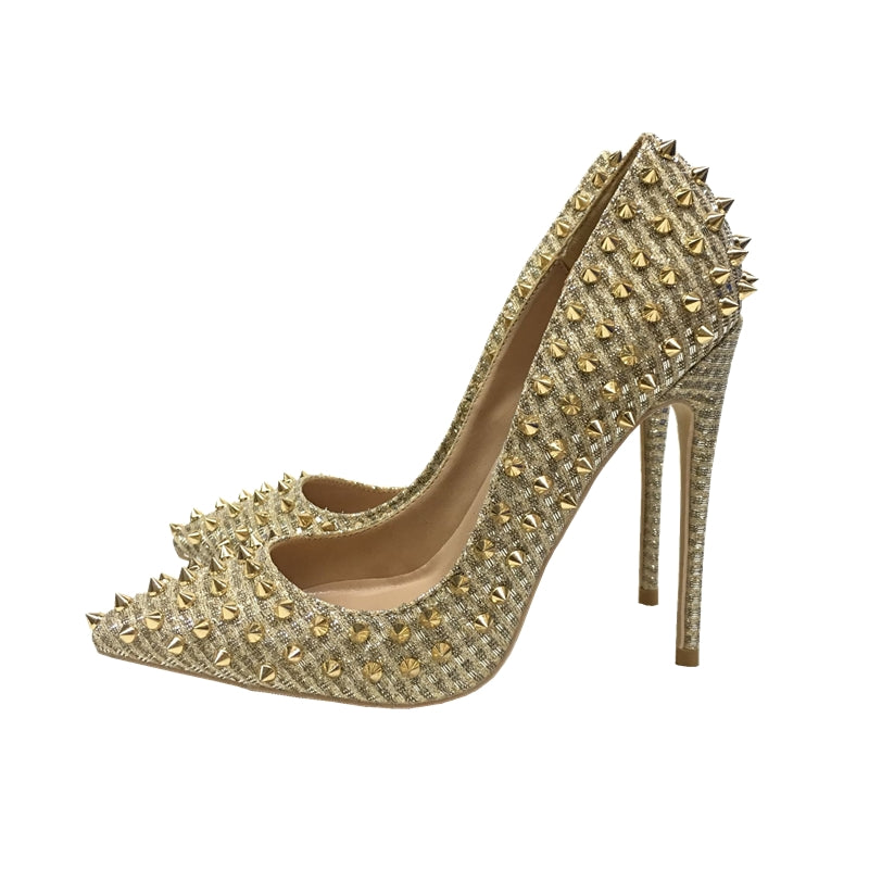 Golden Spiked Heels