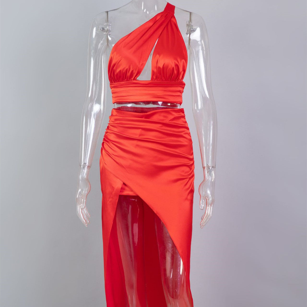 One Shoulder Cutout Skirt Set