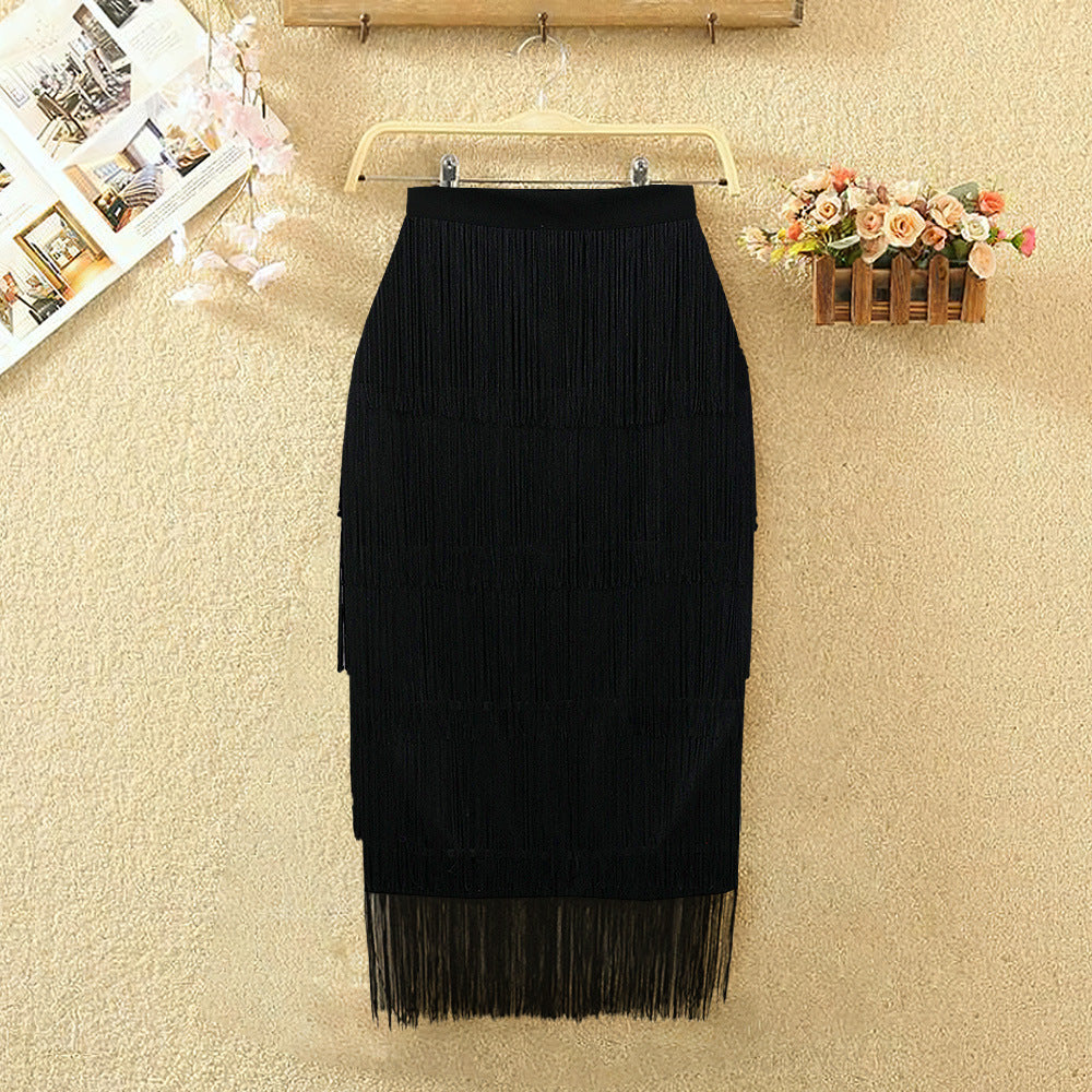 High Waist Tassel Skirt