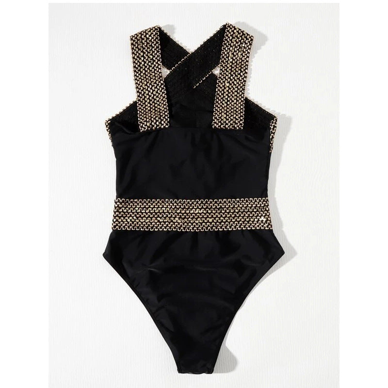 One Piece Cross Neck Swimsuit