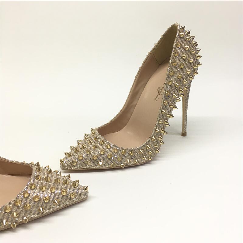 Golden Spiked Heels