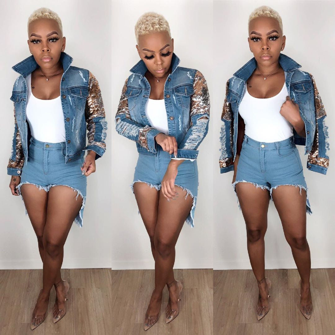 Sequined Denim Jacket