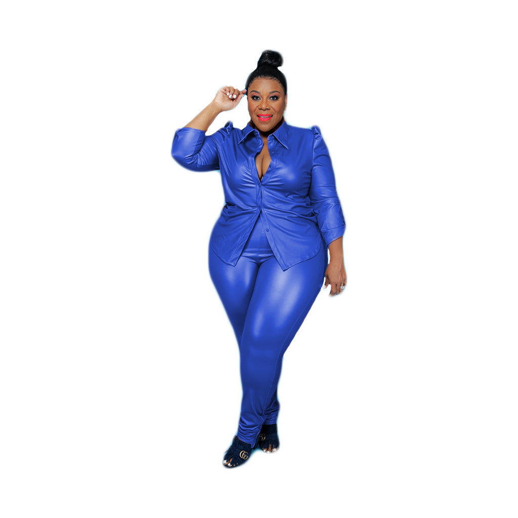 Two-Piece Faux Leather Set