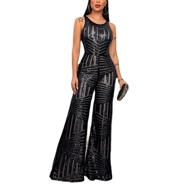 Sequined Wide Leg Jumpsuit
