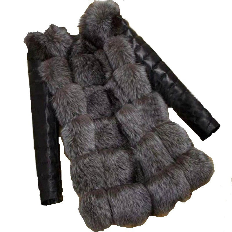 Faux Fur and Leather Coat