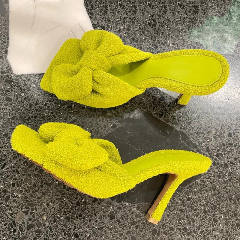 Terrycloth Bow Heels
