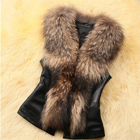 Faux Fur Collar Vest
