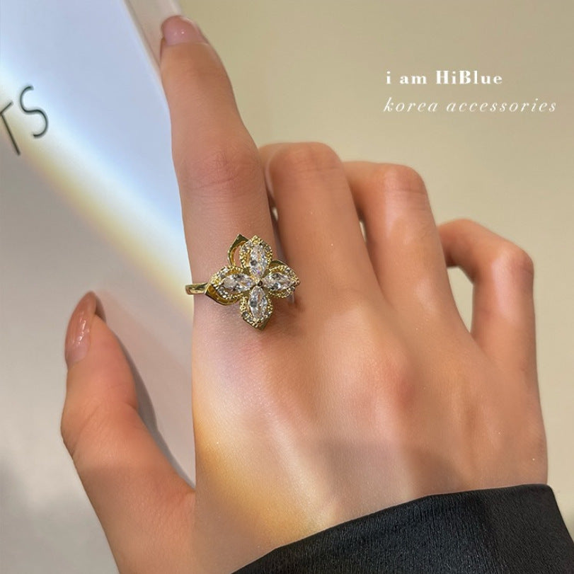 Crystal Clover Ring