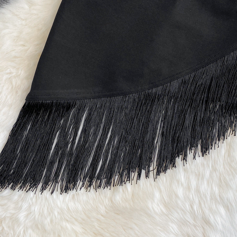 High Waist Tassel Mini Skirt