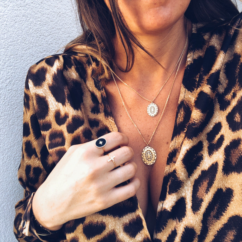 Long Sleeve V-Neck Leopard Print Blouse