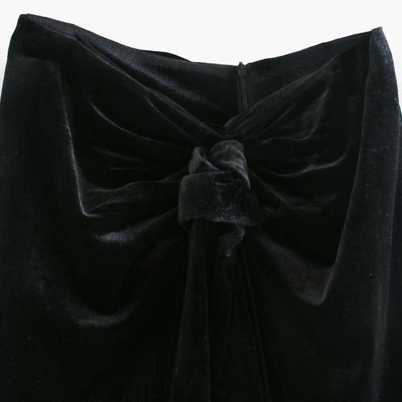 Velvet Fringed Skirt