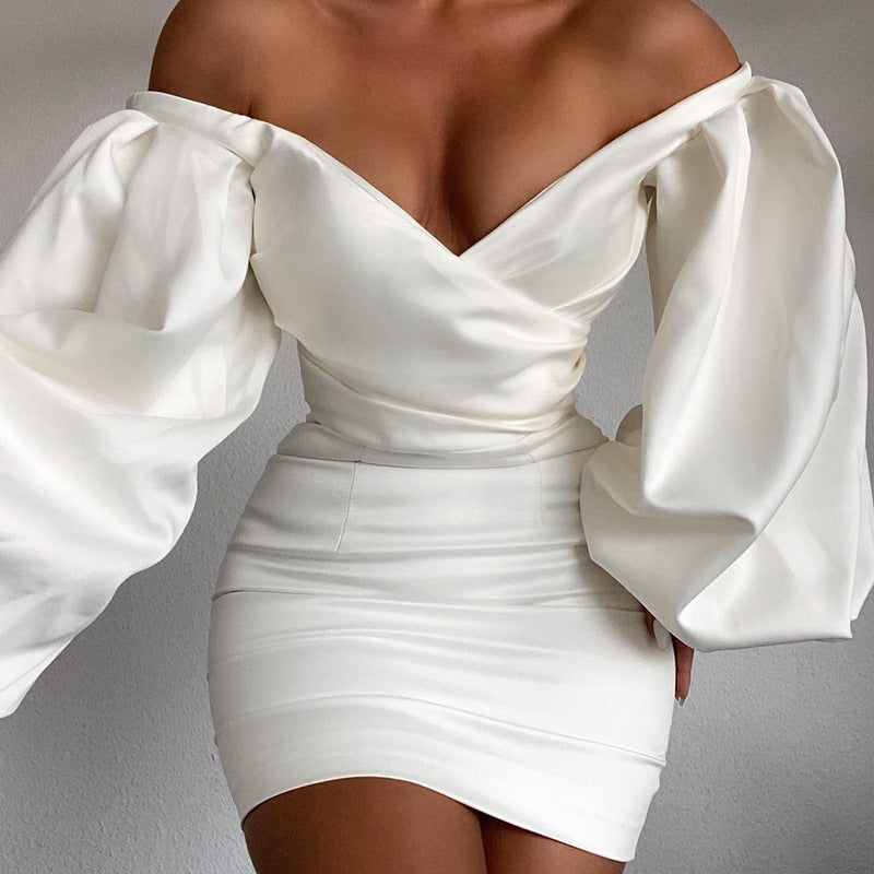 Strapless Balloon Sleeve Dress
