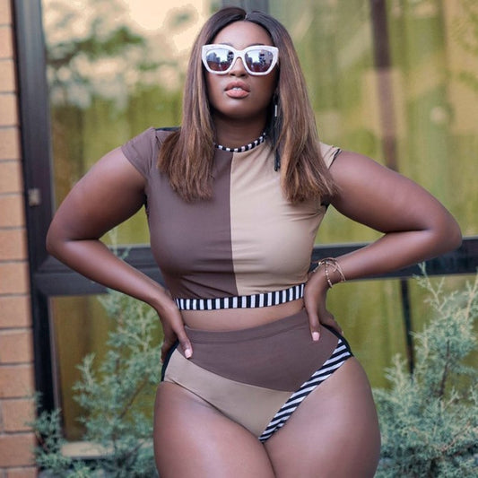 Two-Piece Short Sleeve Swimsuit