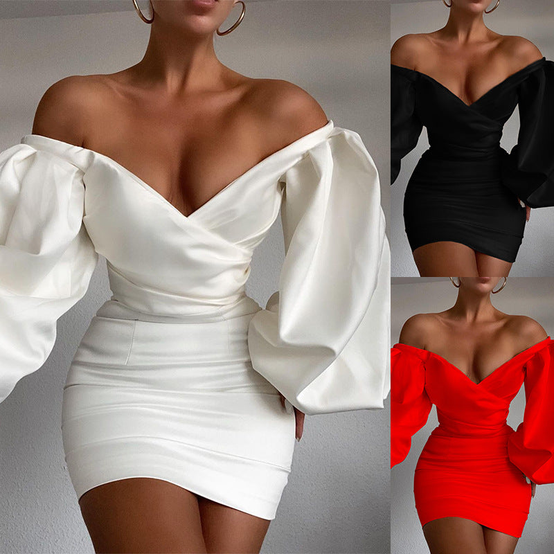 Strapless Balloon Sleeve Dress