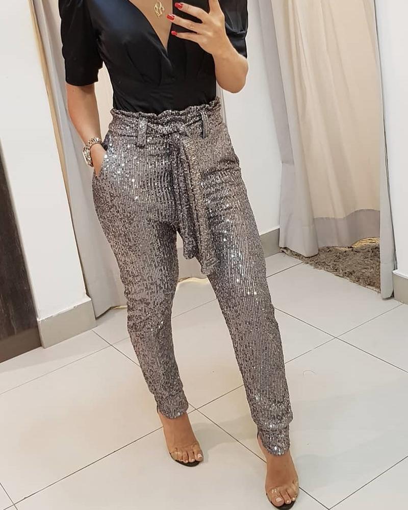 Sequined Pencil Pants