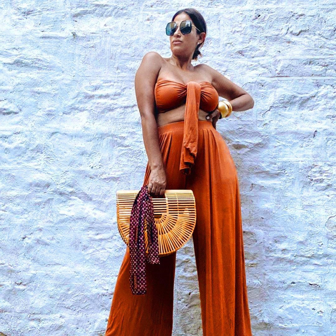 Two-Piece Suit with Strapless Top and Pants