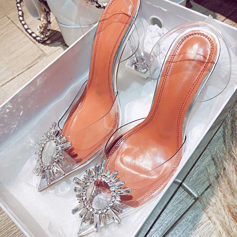 Clear Pointed Toe Rhinestones High Heels