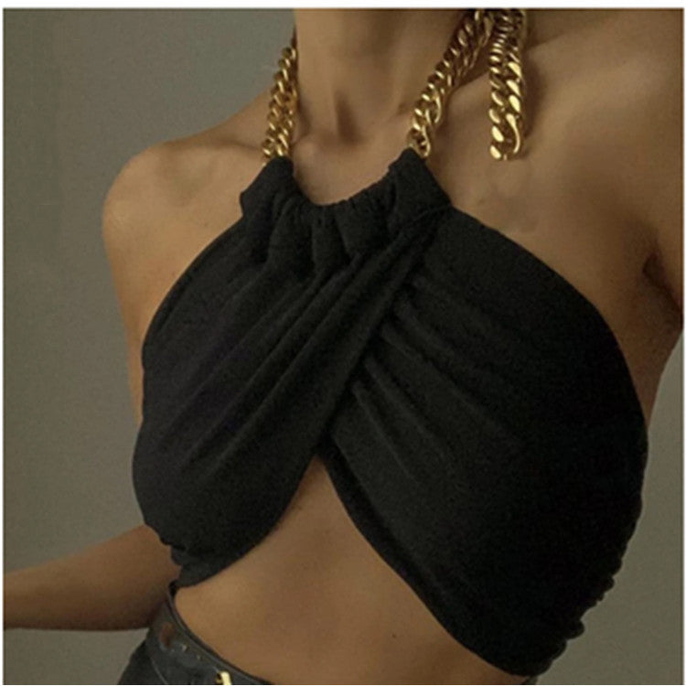 Chain Detail Halter Top