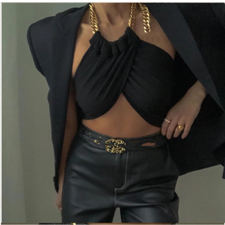Chain Detail Halter Top