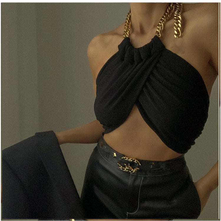 Chain Detail Halter Top