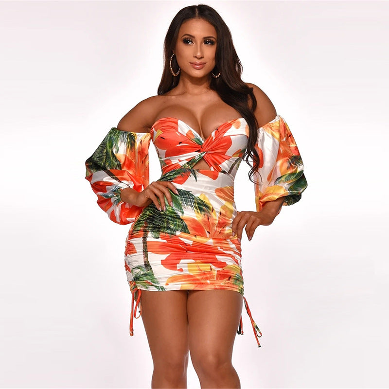 Tropical Off Shoulder Dress