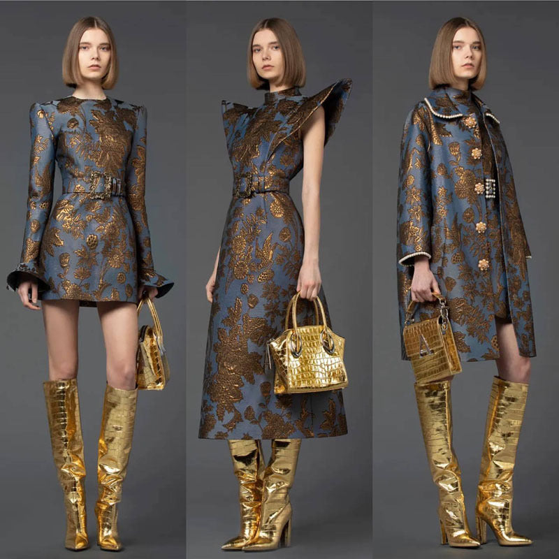 Croc Stiletto Knee Boots