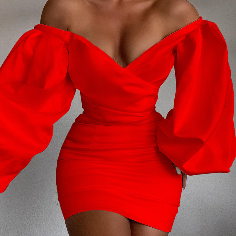 Strapless Balloon Sleeve Dress