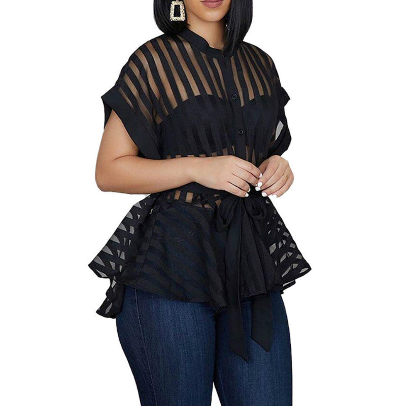 Striped See-Through Top