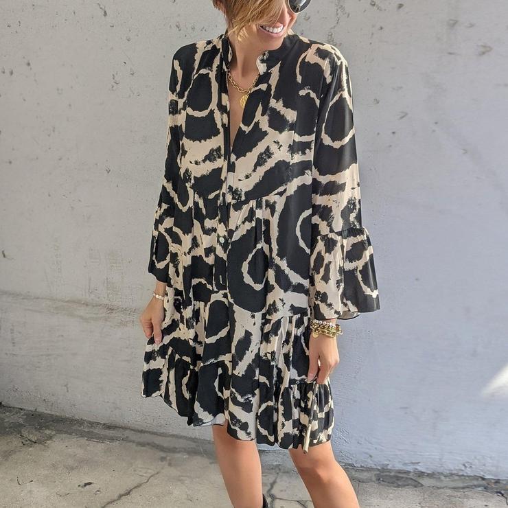 Loose Sleeve Print Dress