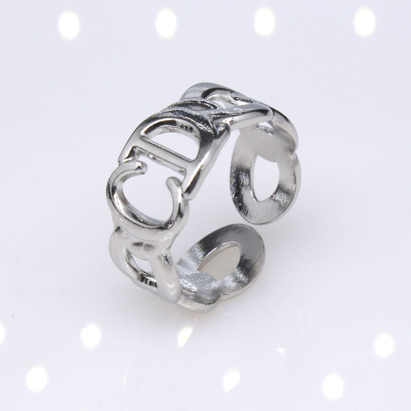 CD Letter Titanium Steel Ring