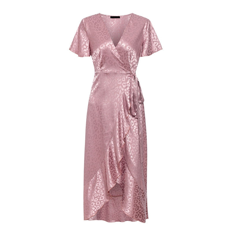 Pink Leopard Ruffle Dress