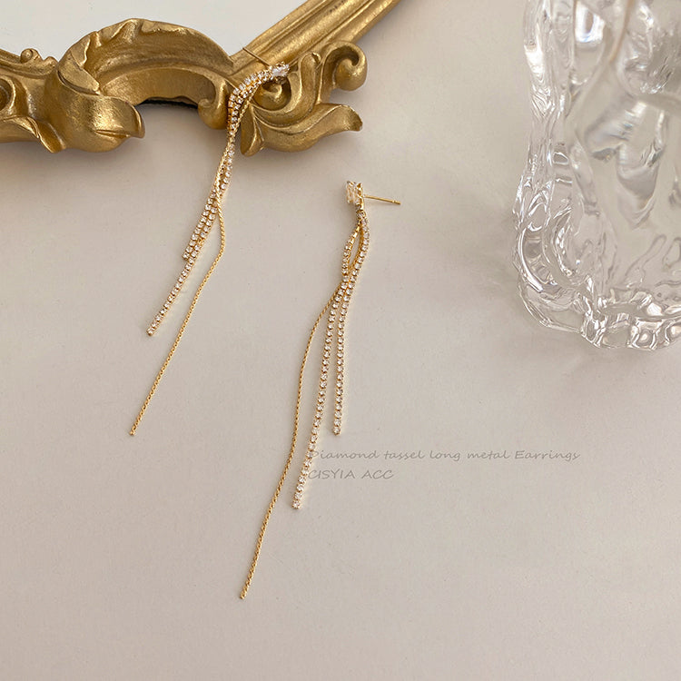 Long Tassel Chain Earrings