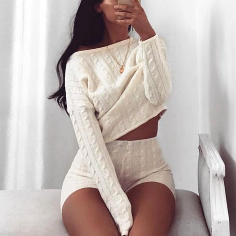 Sweater Top Shorts Set