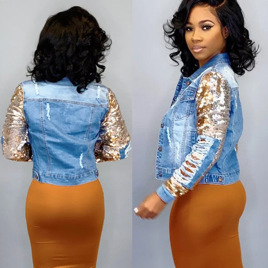 Sequined Denim Jacket