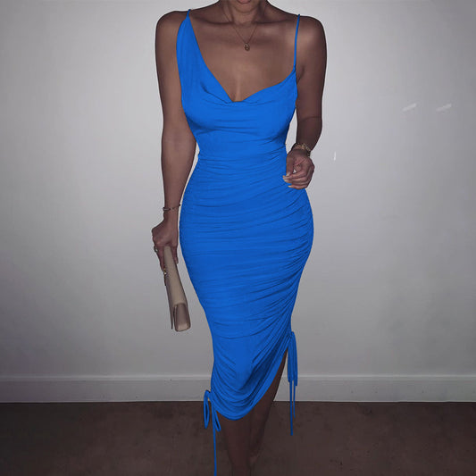 Mid-Length Drawstring Adjustable Dress