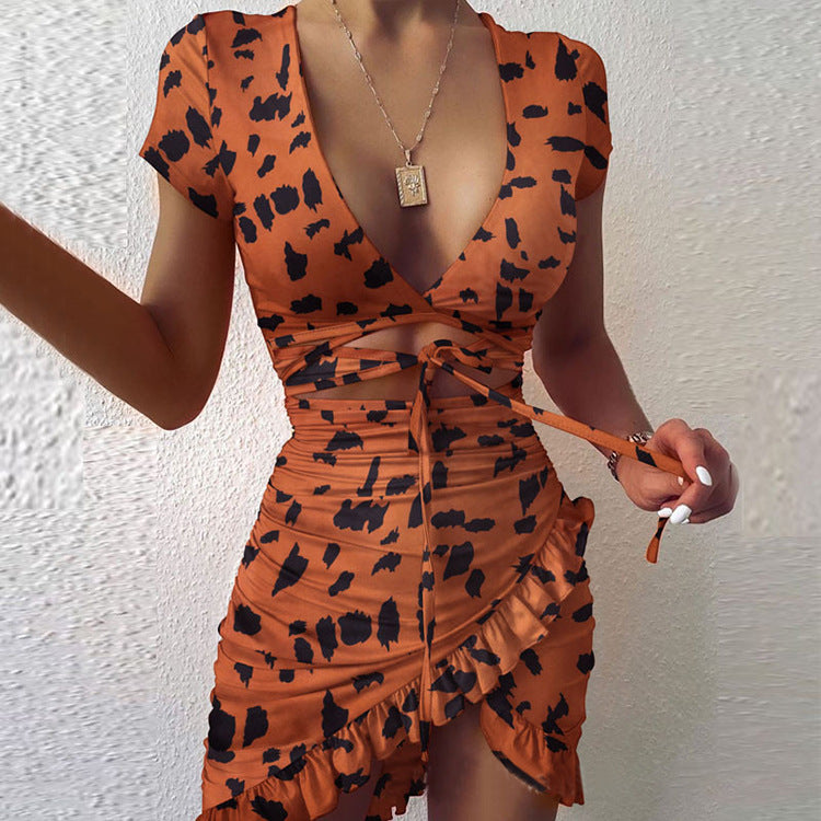 V-Neck Lace Up Dress