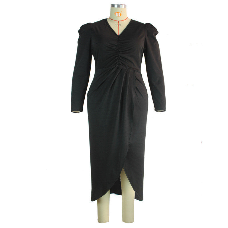 V-Neck Long Sleeve Dress