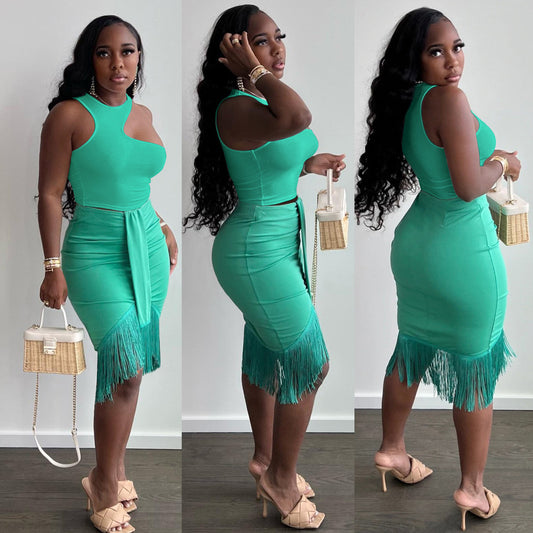 Fringed Skirt Set